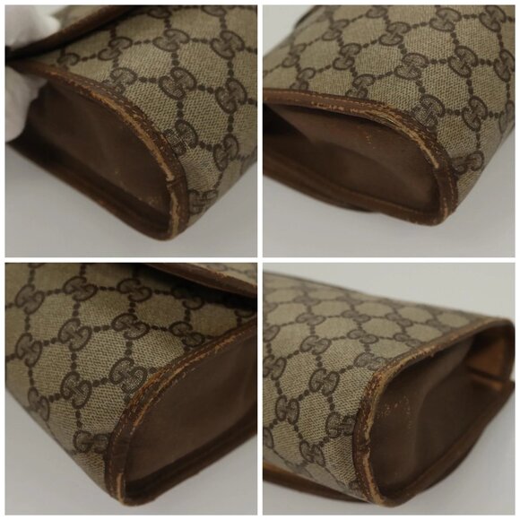 GUCCI GG Supreme Web Sherry Line Clutch Bag PVC Beige Gold 89 01 030 Auth BA4284 - Picture 16 of 16